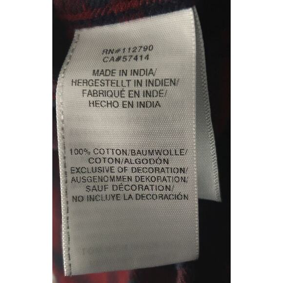 True Religion Red & Black Plaid Short Sleeve Button Down Flannel Shirt Men's XL - Picture 6 of 6